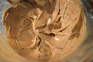 Cream together the shortening and cookie butter
