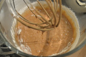 Sift in plain flour and cocoa powder